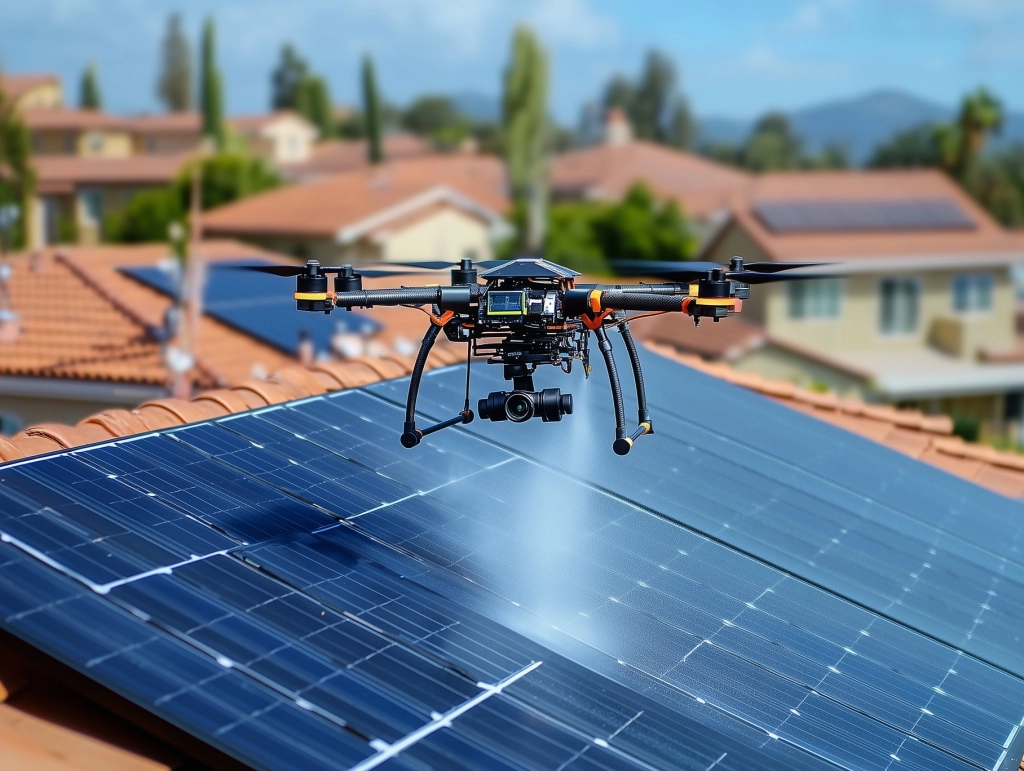 Le nettoyage des panneaux solaires par drone